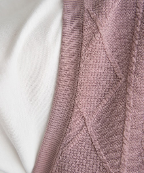 ikka(イッカ)の「フクレジャカードフェイクベストTシャツ(Tシャツ/カットソー・メンズ・エメラルドブルー/ピンク/グリーン/ネイビー/ベージュ・S/M/L/XL)」の6枚目の写真