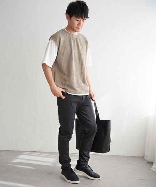 ikka(イッカ)の「フクレジャカードフェイクベストTシャツ(Tシャツ/カットソー・メンズ・エメラルドブルー/ピンク/グリーン/ネイビー/ベージュ・S/M/L/XL)」の22枚目の写真