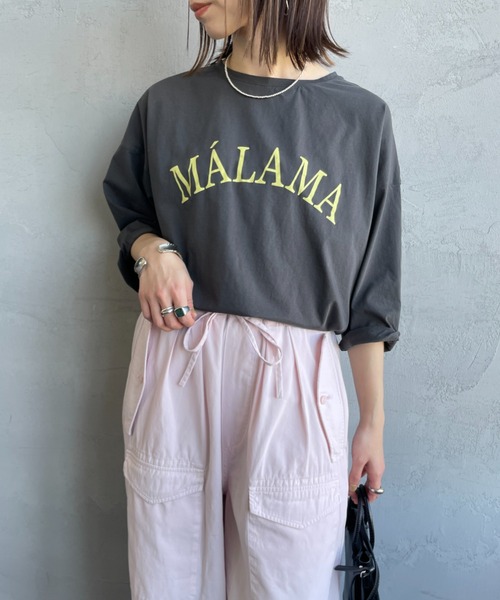 tシャツ 「MICA＆DEAL/マイカアンドディール」 MALAMA 5分袖ロゴプリント Tシャツ レディース セール】[MICA&DEAL/マイカアンドディール] MALAMA 5分袖ロゴ
