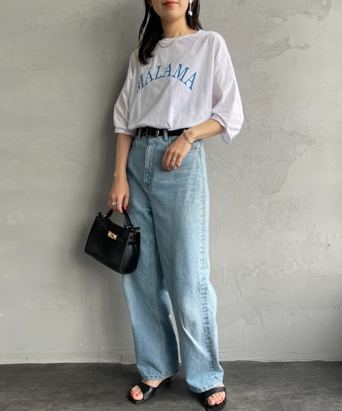 tシャツ 「MICA＆DEAL/マイカアンドディール」 MALAMA 5分袖ロゴプリント Tシャツ レディース セール】[MICA&DEAL/マイカアンドディール] MALAMA 5分袖ロゴ