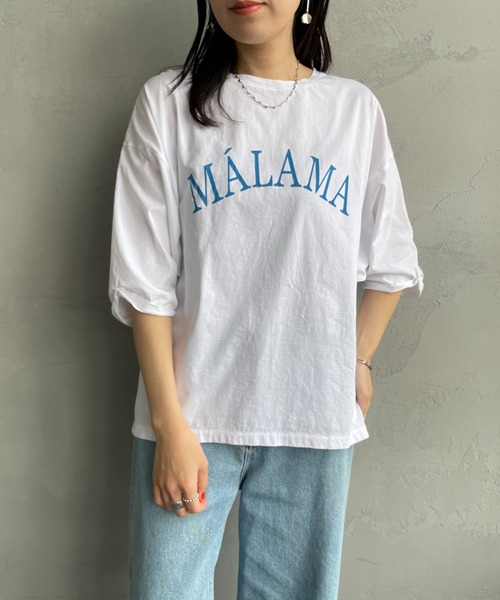 tシャツ 「MICA＆DEAL/マイカアンドディール」 MALAMA 5分袖ロゴプリント Tシャツ レディース セール】[MICA&DEAL/マイカアンドディール] MALAMA 5分袖ロゴ