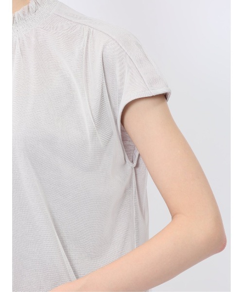 m.f.editorial（エムエフエディトリアル）の「【ストレッチ ウォッシャブル】m.f.エディトリアル レディース チュール ギャザーネック半袖プルオーバー（Tシャツ/カットソー・レディース・ネイビー/ライトグレー・MEDIUM/LARGE）」の22枚目の写真