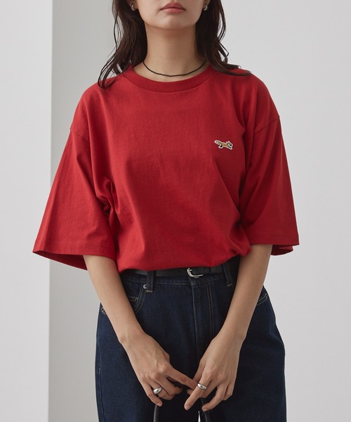 SHISHIKUI 半袖 Tシャツ ボーダー レッド Tシャツ/カットソー（レッド/赤色系・ボーダー柄）ファッション通販