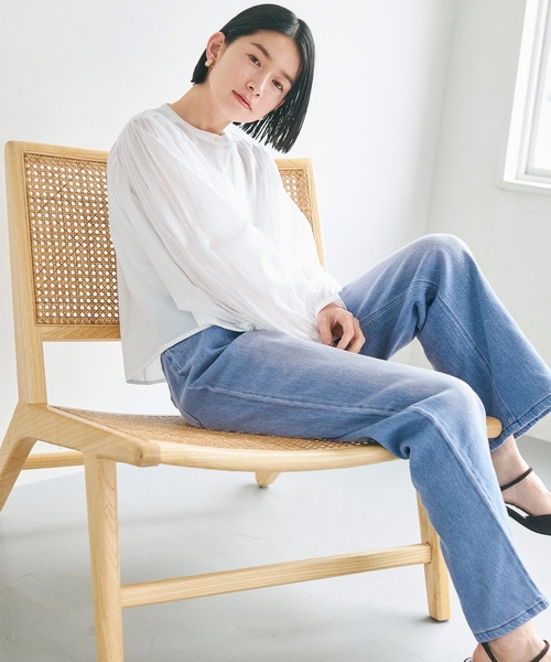 coca（coca）（コカ）の「【WEB限定セール】度甘デニムワイドパンツ（デニムパンツ・レディース・アイボリー/ブルー・S/L/M）」の3枚目の写真