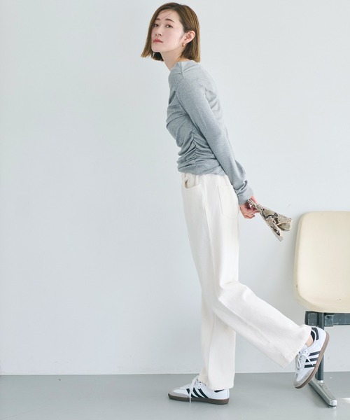 coca（coca）（コカ）の「【WEB限定セール】度甘デニムワイドパンツ（デニムパンツ・レディース・アイボリー/ブルー・S/L/M）」の5枚目の写真