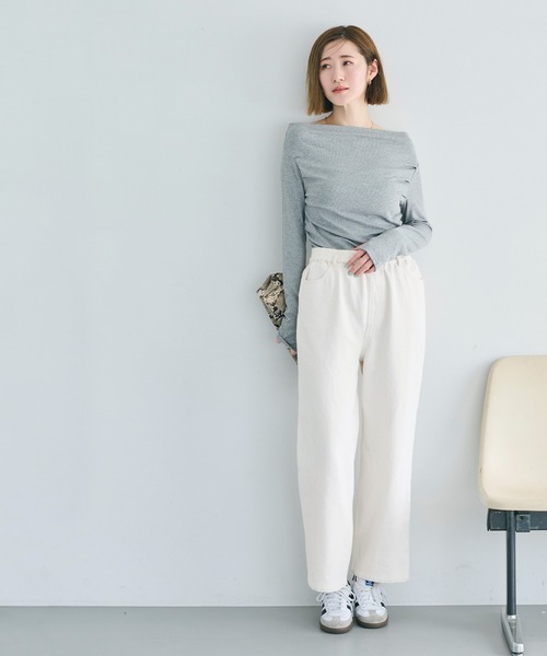 coca（coca）（コカ）の「【WEB限定セール】度甘デニムワイドパンツ（デニムパンツ・レディース・アイボリー/ブルー・S/L/M）」の7枚目の写真