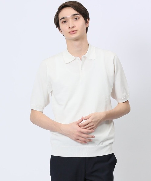 m.f.editorial（エムエフエディトリアル）の「【ウォッシャブル】m.f.エディトリアル メンズ  綿混ニット ポロシャツ（ポロシャツ・メンズ・ブラック/グレー系その他2/ベージュ/ホワイト・MEDIUM/LARGE/X-LARGE）」の2枚目の写真