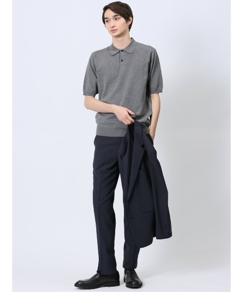 m.f.editorial（エムエフエディトリアル）の「【ウォッシャブル】m.f.エディトリアル メンズ  綿混ニット ポロシャツ（ポロシャツ・メンズ・ブラック/グレー系その他2/ベージュ/ホワイト・MEDIUM/LARGE/X-LARGE）」の22枚目の写真