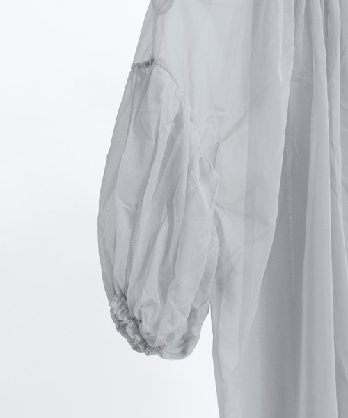 Fashion Letter（ファッションレター）の「チュールギャザー5分袖ブラウス（シャツ/ブラウス・レディース・アイボリー/ブラック/グレー/チャコールグレー・M）」の12枚目の写真