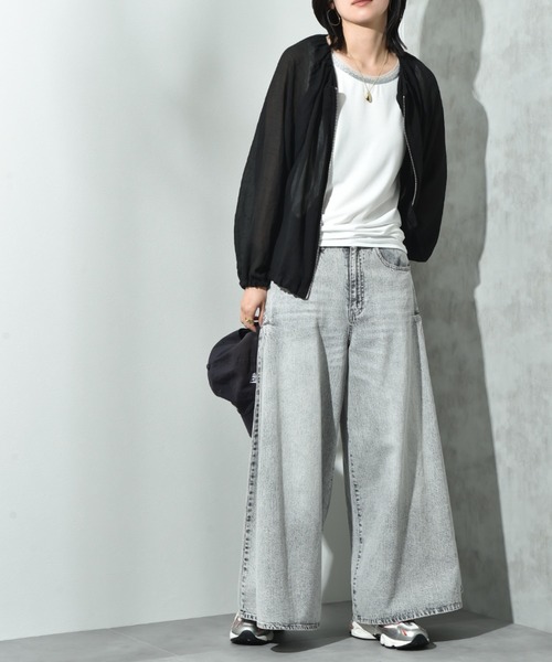 INTERPLANET（インタープラネット）の「ノーカラーＥボイルブルゾン（ブルゾン・レディース・ブラック/ライトグレー/カーキ・FREE）」の10枚目の写真