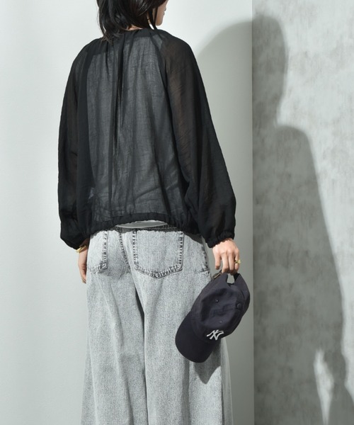 INTERPLANET（インタープラネット）の「ノーカラーＥボイルブルゾン（ブルゾン・レディース・ブラック/ライトグレー/カーキ・FREE）」の9枚目の写真