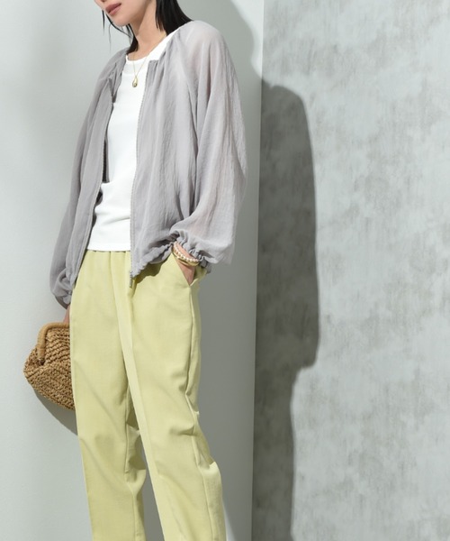 INTERPLANET（インタープラネット）の「ノーカラーＥボイルブルゾン（ブルゾン・レディース・ブラック/ライトグレー/カーキ・FREE）」の17枚目の写真