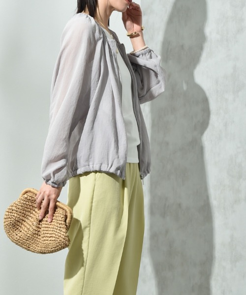 INTERPLANET（インタープラネット）の「ノーカラーＥボイルブルゾン（ブルゾン・レディース・ブラック/ライトグレー/カーキ・FREE）」の19枚目の写真