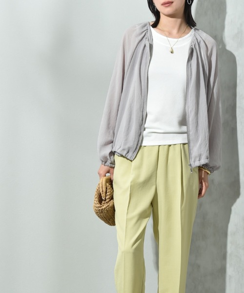 INTERPLANET（インタープラネット）の「ノーカラーＥボイルブルゾン（ブルゾン・レディース・ブラック/ライトグレー/カーキ・FREE）」の20枚目の写真