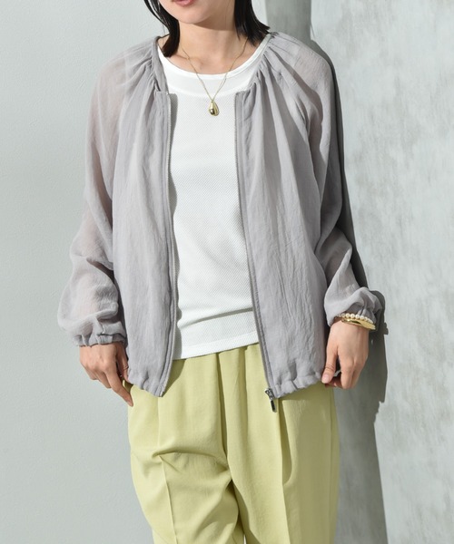 INTERPLANET（インタープラネット）の「ノーカラーＥボイルブルゾン（ブルゾン・レディース・ブラック/ライトグレー/カーキ・FREE）」の11枚目の写真