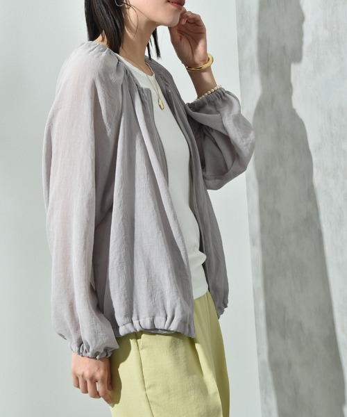 INTERPLANET（インタープラネット）の「ノーカラーＥボイルブルゾン（ブルゾン・レディース・ブラック/ライトグレー/カーキ・FREE）」の14枚目の写真