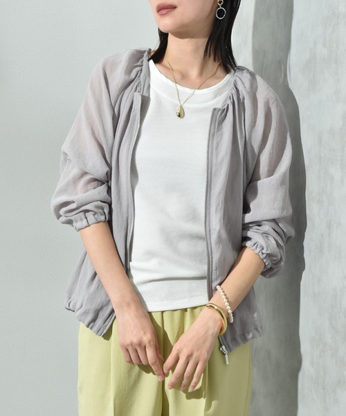 INTERPLANET（インタープラネット）の「ノーカラーＥボイルブルゾン（ブルゾン・レディース・ブラック/ライトグレー/カーキ・FREE）」の15枚目の写真