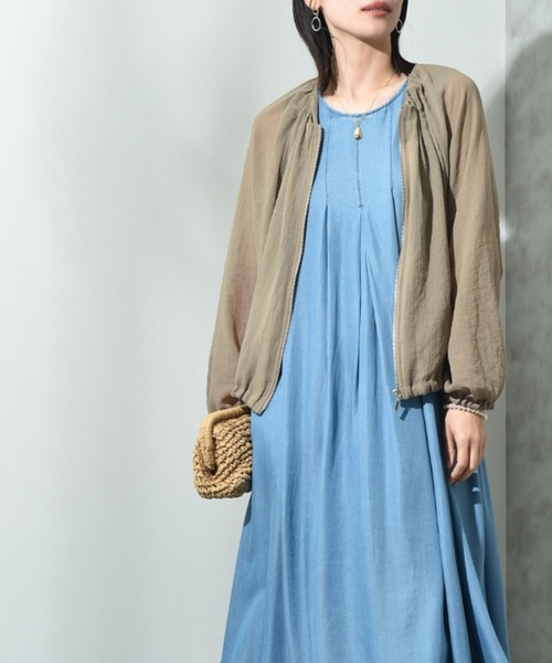 INTERPLANET（インタープラネット）の「ノーカラーＥボイルブルゾン（ブルゾン・レディース・ブラック/ライトグレー/カーキ・FREE）」の22枚目の写真