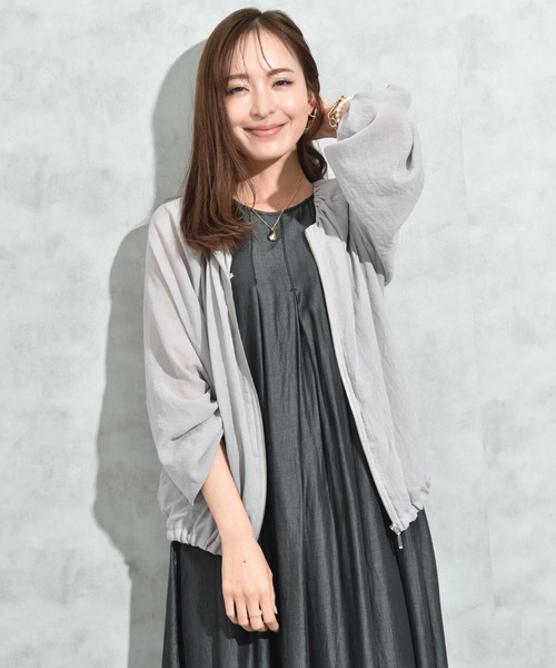 美品▲ebure // ライトノーカラー ブルゾン▲サイズ38▲ネイビー 紺色 セール】ノーカラーEボイルブルゾン（ブルゾン）｜INTERPLANET
