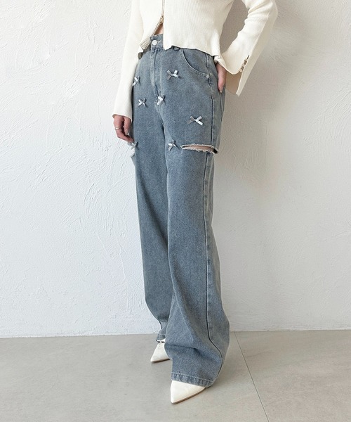 apres jour(アプレジュール)の「リボンカットデニム(デニムパンツ・レディース・ブラック/サックスブルー/ブルー系その他・SMALL/LARGE/MEDIUM)」の17枚目の写真