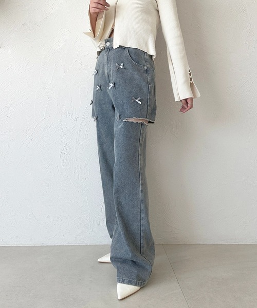 apres jour(アプレジュール)の「リボンカットデニム(デニムパンツ・レディース・ブラック/サックスブルー/ブルー系その他・SMALL/LARGE/MEDIUM)」の18枚目の写真