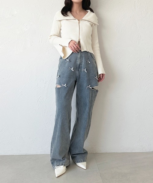 apres jour(アプレジュール)の「リボンカットデニム(デニムパンツ・レディース・ブラック/サックスブルー/ブルー系その他・SMALL/LARGE/MEDIUM)」の19枚目の写真