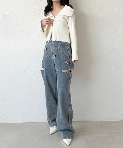 apres jour(アプレジュール)の「リボンカットデニム(デニムパンツ・レディース・ブラック/サックスブルー/ブルー系その他・SMALL/LARGE/MEDIUM)」の20枚目の写真