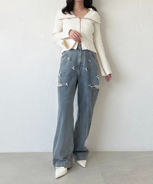 apres jour(アプレジュール)の「リボンカットデニム(デニムパンツ・レディース・ブラック/サックスブルー/ブルー系その他・SMALL/LARGE/MEDIUM)」の22枚目の写真