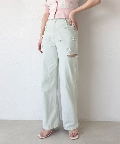 apres jour(アプレジュール)の「リボンカットデニム(デニムパンツ・レディース・ブラック/サックスブルー/ブルー系その他・SMALL/LARGE/MEDIUM)」の8枚目の写真