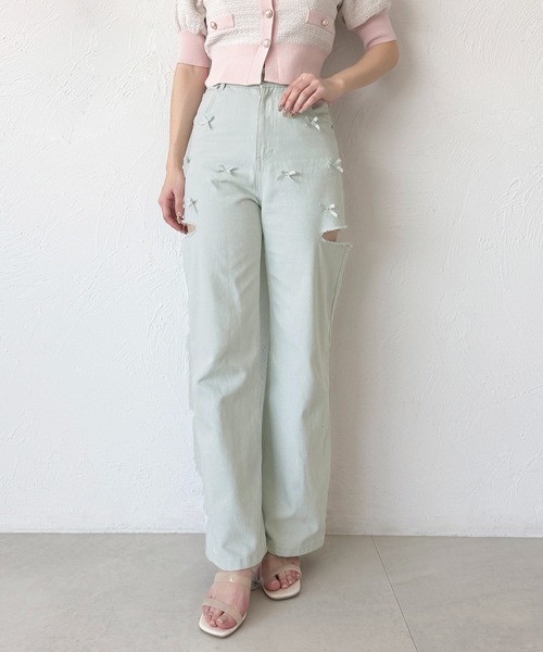 apres jour(アプレジュール)の「リボンカットデニム(デニムパンツ・レディース・ブラック/サックスブルー/ブルー系その他・SMALL/LARGE/MEDIUM)」の9枚目の写真