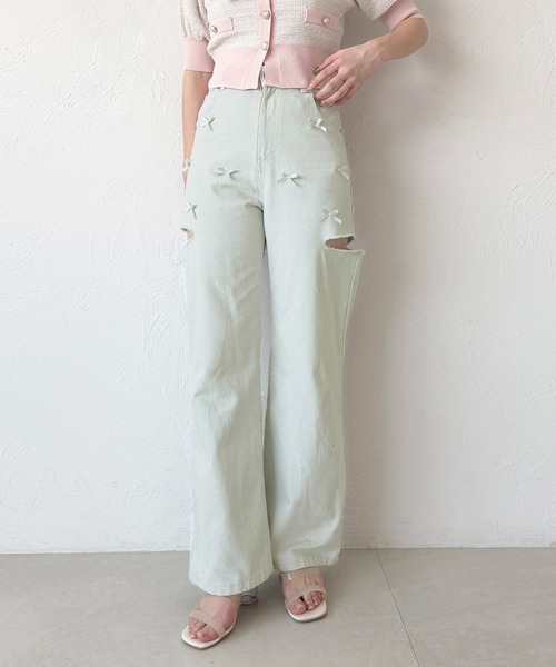 apres jour(アプレジュール)の「リボンカットデニム(デニムパンツ・レディース・ブラック/サックスブルー/ブルー系その他・SMALL/LARGE/MEDIUM)」の10枚目の写真
