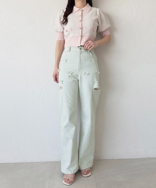 apres jour(アプレジュール)の「リボンカットデニム(デニムパンツ・レディース・ブラック/サックスブルー/ブルー系その他・SMALL/LARGE/MEDIUM)」の11枚目の写真