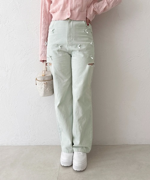 apres jour(アプレジュール)の「リボンカットデニム(デニムパンツ・レディース・ブラック/サックスブルー/ブルー系その他・SMALL/LARGE/MEDIUM)」の15枚目の写真