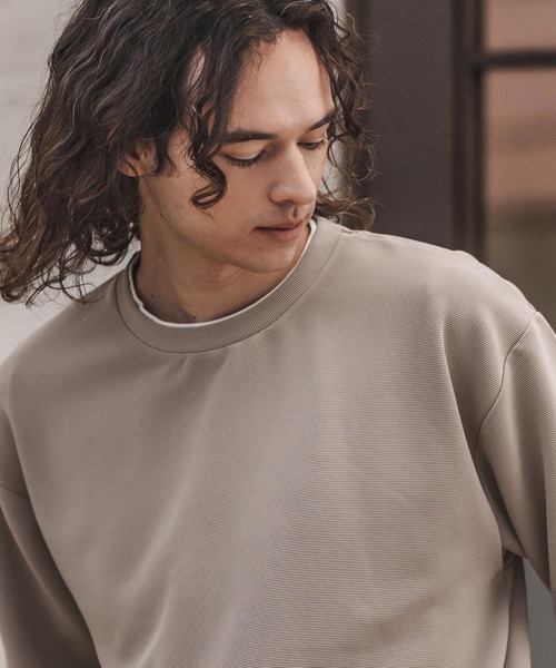 CAMBIO(カンビオ)の「mt9660-フェイクレイヤードTシャツ(Tシャツ/カットソー・メンズ・グレイッシュベージュ/ホワイト/ブラック・M/L/XL)」の3枚目の写真