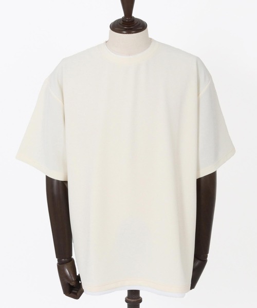 CAMBIO(カンビオ)の「mt9660-フェイクレイヤードTシャツ(Tシャツ/カットソー・メンズ・グレイッシュベージュ/ホワイト/ブラック・M/L/XL)」の21枚目の写真