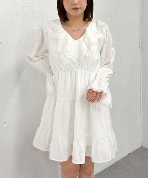 ☆BCBG MAXAZRIA ラッフルミニワンピース☆黒 セール】フリルラッフルミニワンピース（ワンピース）｜archives
