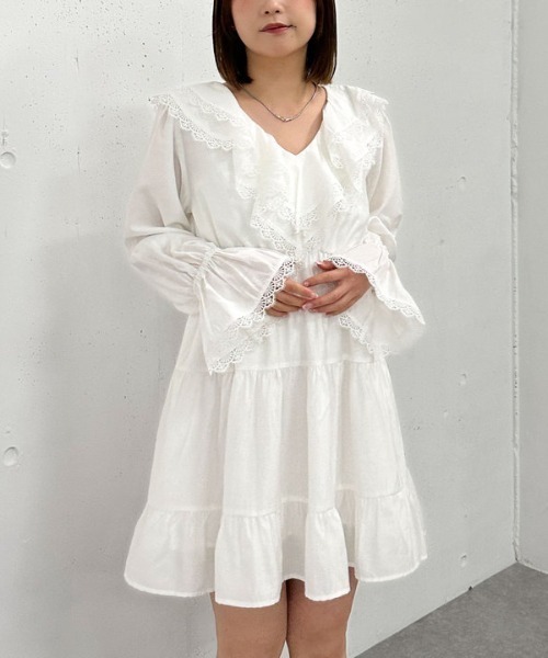 archives（アルシーヴ）の「フリルラッフルミニワンピース（ワンピース・レディース・オフホワイト/ブルー/ブラック・MEDIUM）」の5枚目の写真