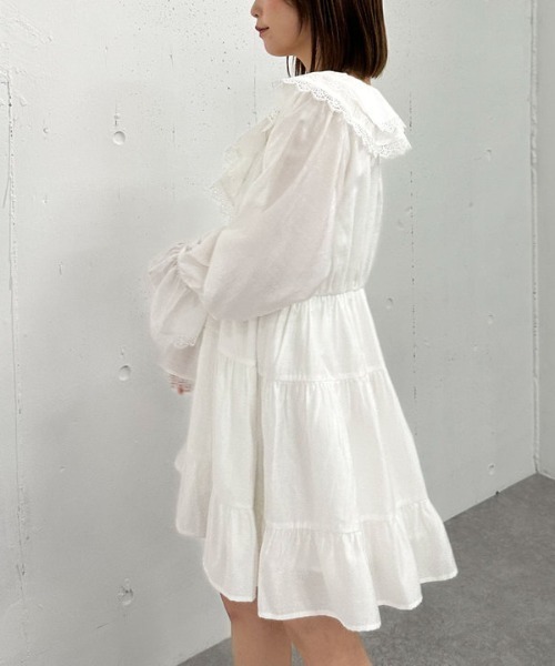 archives（アルシーヴ）の「フリルラッフルミニワンピース（ワンピース・レディース・オフホワイト/ブルー/ブラック・MEDIUM）」の6枚目の写真