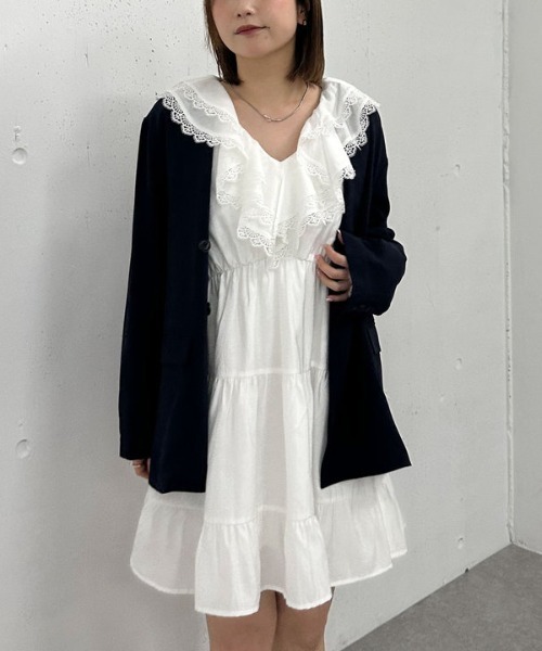 archives（アルシーヴ）の「フリルラッフルミニワンピース（ワンピース・レディース・オフホワイト/ブルー/ブラック・MEDIUM）」の9枚目の写真
