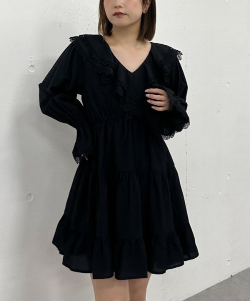 archives（アルシーヴ）の「フリルラッフルミニワンピース（ワンピース・レディース・オフホワイト/ブルー/ブラック・MEDIUM）」の16枚目の写真