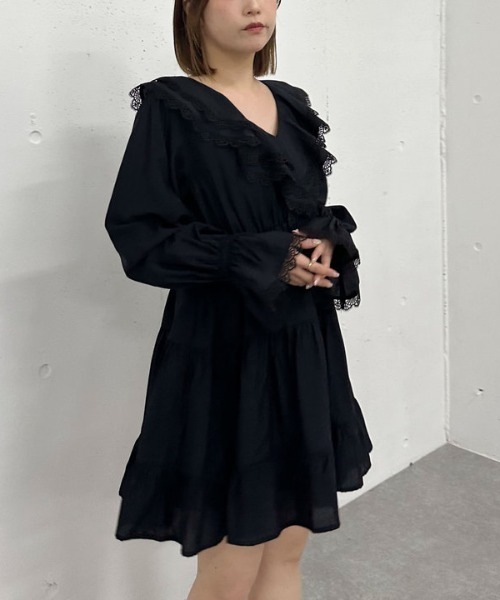 archives（アルシーヴ）の「フリルラッフルミニワンピース（ワンピース・レディース・オフホワイト/ブルー/ブラック・MEDIUM）」の18枚目の写真