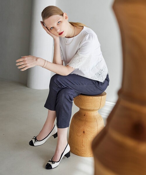 TOCCA（トッカ）の「FLOWER PATTERN LACE トップス（Tシャツ/カットソー・レディース・アイボリー系/ネイビー系・SMALL/MEDIUM）」の14枚目の写真
