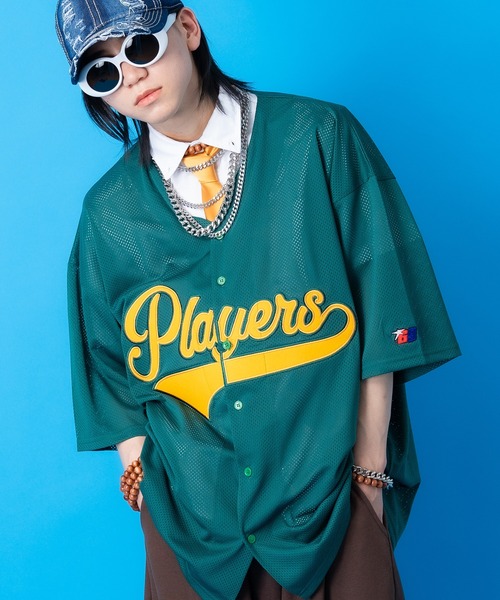a.p.o.v.(エーピーオービー)の「a.p.o.v. フェルトロゴ&ナンバリングメッシュベースボールシャツ(シャツ/ブラウス・メンズ・ブラック/グリーン/ブラウン/ホワイト・ONESIZE)」の4枚目の写真
