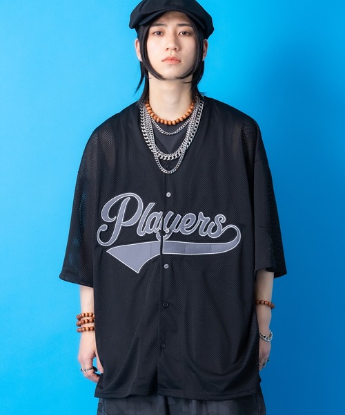 a.p.o.v.(エーピーオービー)の「a.p.o.v. フェルトロゴ&ナンバリングメッシュベースボールシャツ(シャツ/ブラウス・メンズ・ブラック/グリーン/ブラウン/ホワイト・ONESIZE)」の3枚目の写真