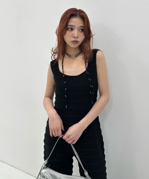 SaturdayClub オープンバック スクエアネック ジャンプスーツ セール】THROW SQUARE NECK JUMPSUITS スクエアネック ジャンプ