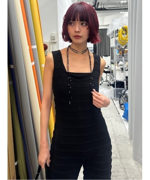 SaturdayClub オープンバック スクエアネック ジャンプスーツ セール】THROW SQUARE NECK JUMPSUITS スクエアネック ジャンプ