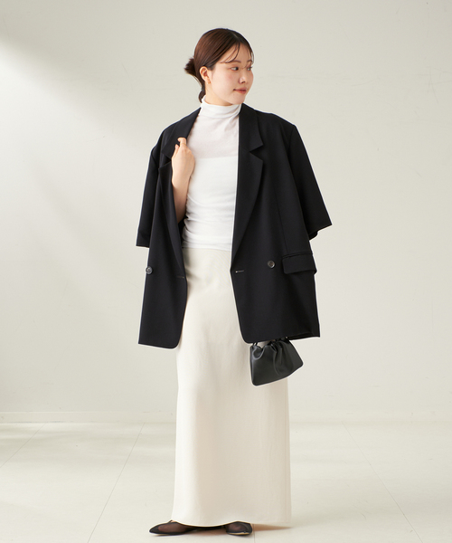 plage（プラージュ）の「Rib Sheer半袖タートル（Tシャツ/カットソー・レディース・ブラック/ホワイト・FREE）」の7枚目の写真