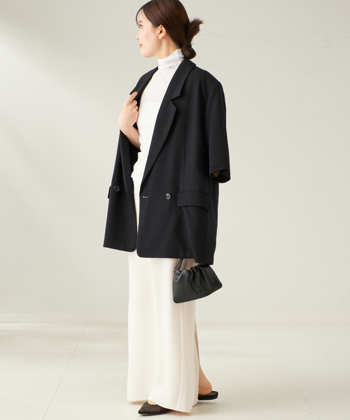 plage（プラージュ）の「Rib Sheer半袖タートル（Tシャツ/カットソー・レディース・ブラック/ホワイト・FREE）」の9枚目の写真