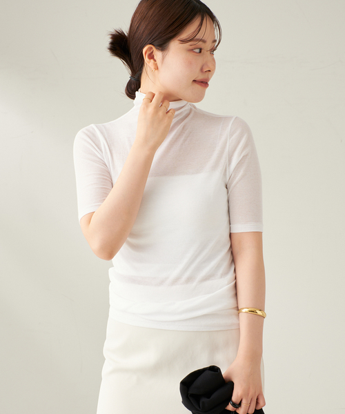 plage（プラージュ）の「Rib Sheer半袖タートル（Tシャツ/カットソー・レディース・ブラック/ホワイト・FREE）」の10枚目の写真