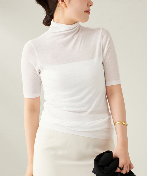 plage（プラージュ）の「Rib Sheer半袖タートル（Tシャツ/カットソー・レディース・ブラック/ホワイト・FREE）」の11枚目の写真